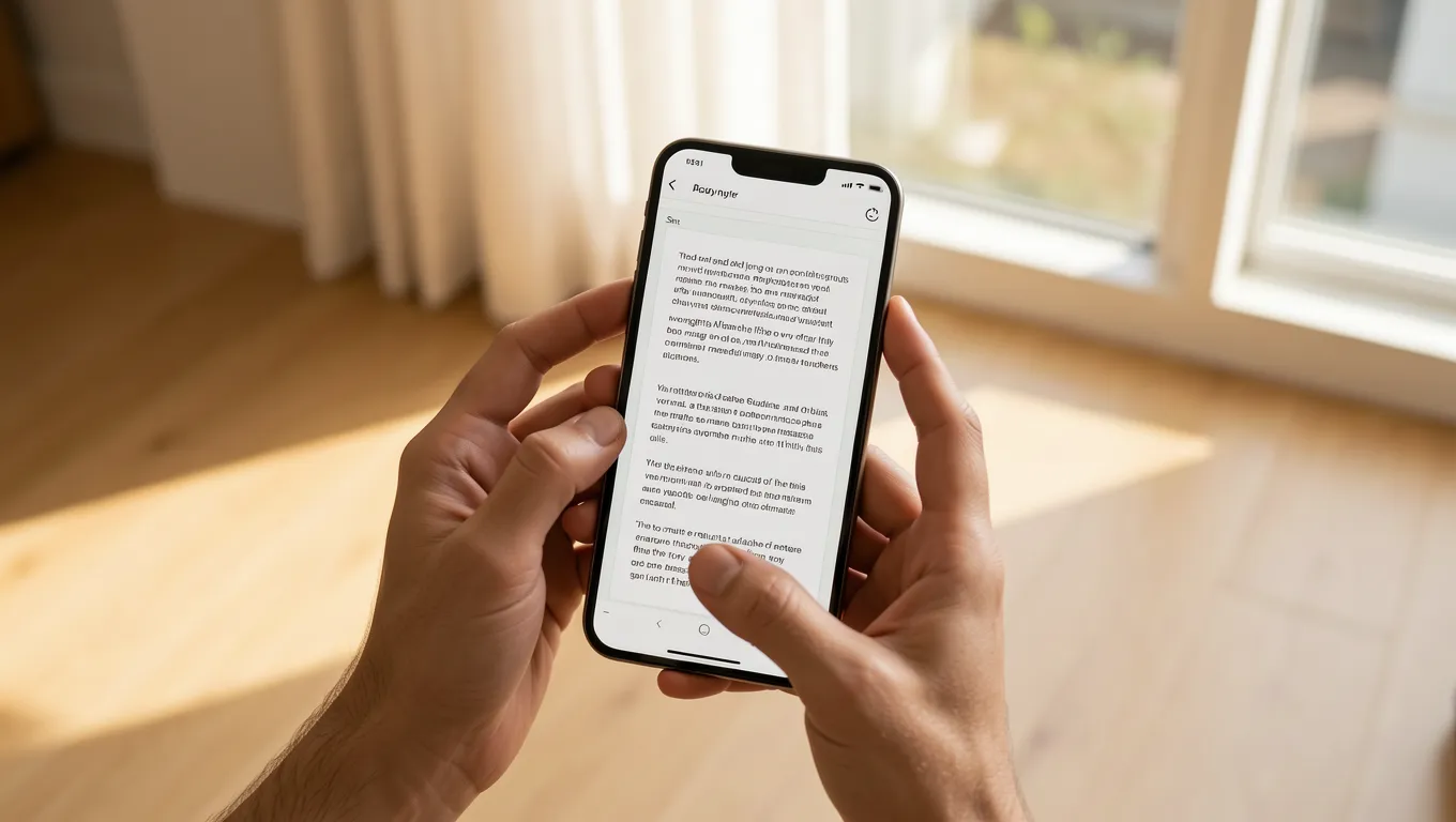 Person reviewing digital financial terms on a mobile device