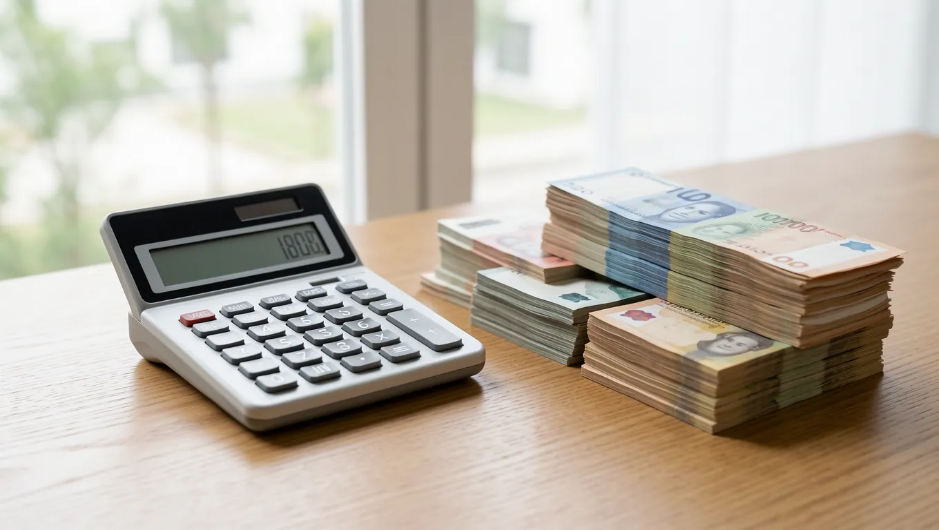 Calculator and money representing the calculation of interest rates