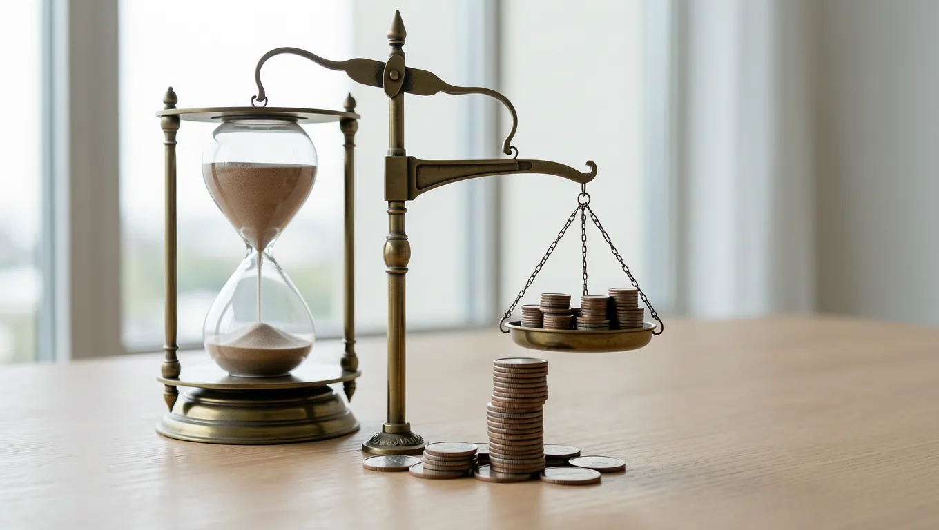 Conceptual image representing the balance between loan time and debt weight