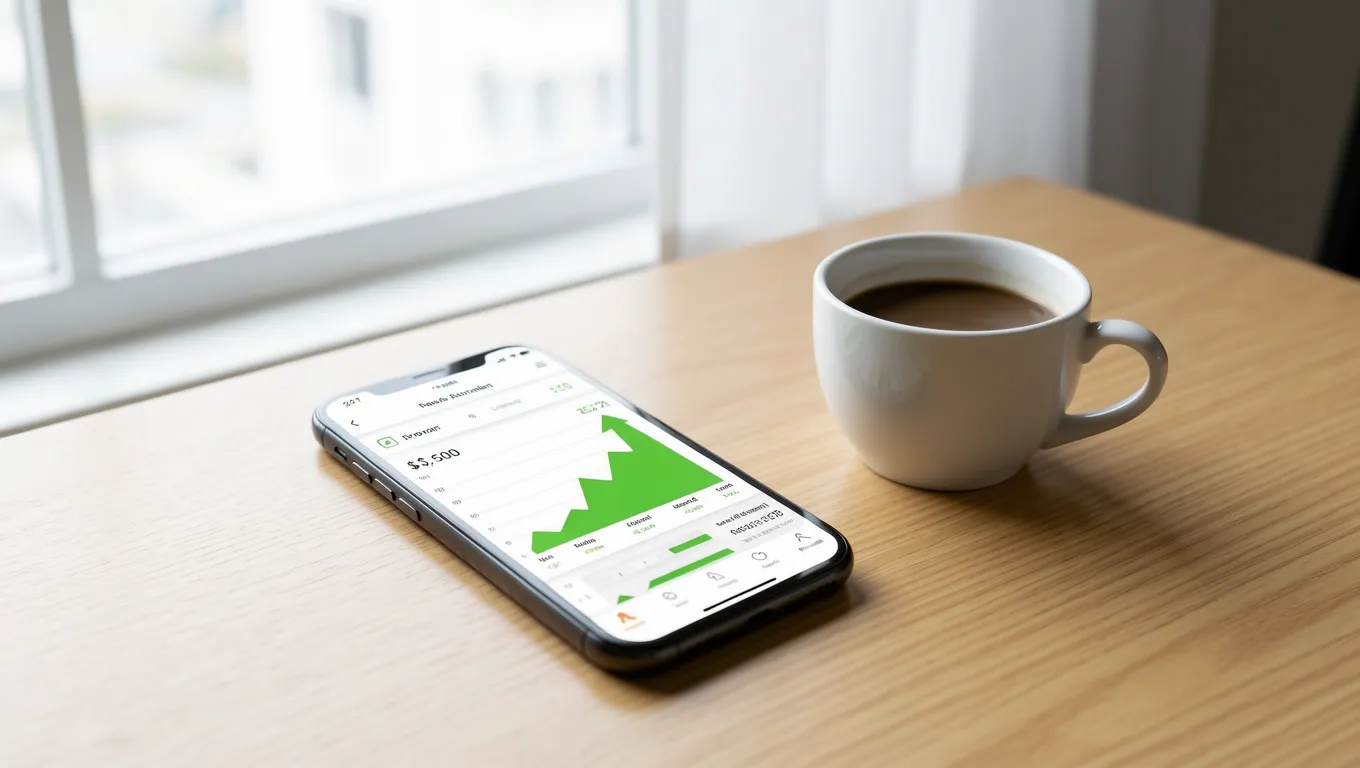 Smartphone showing financial growth for no credit check loans online