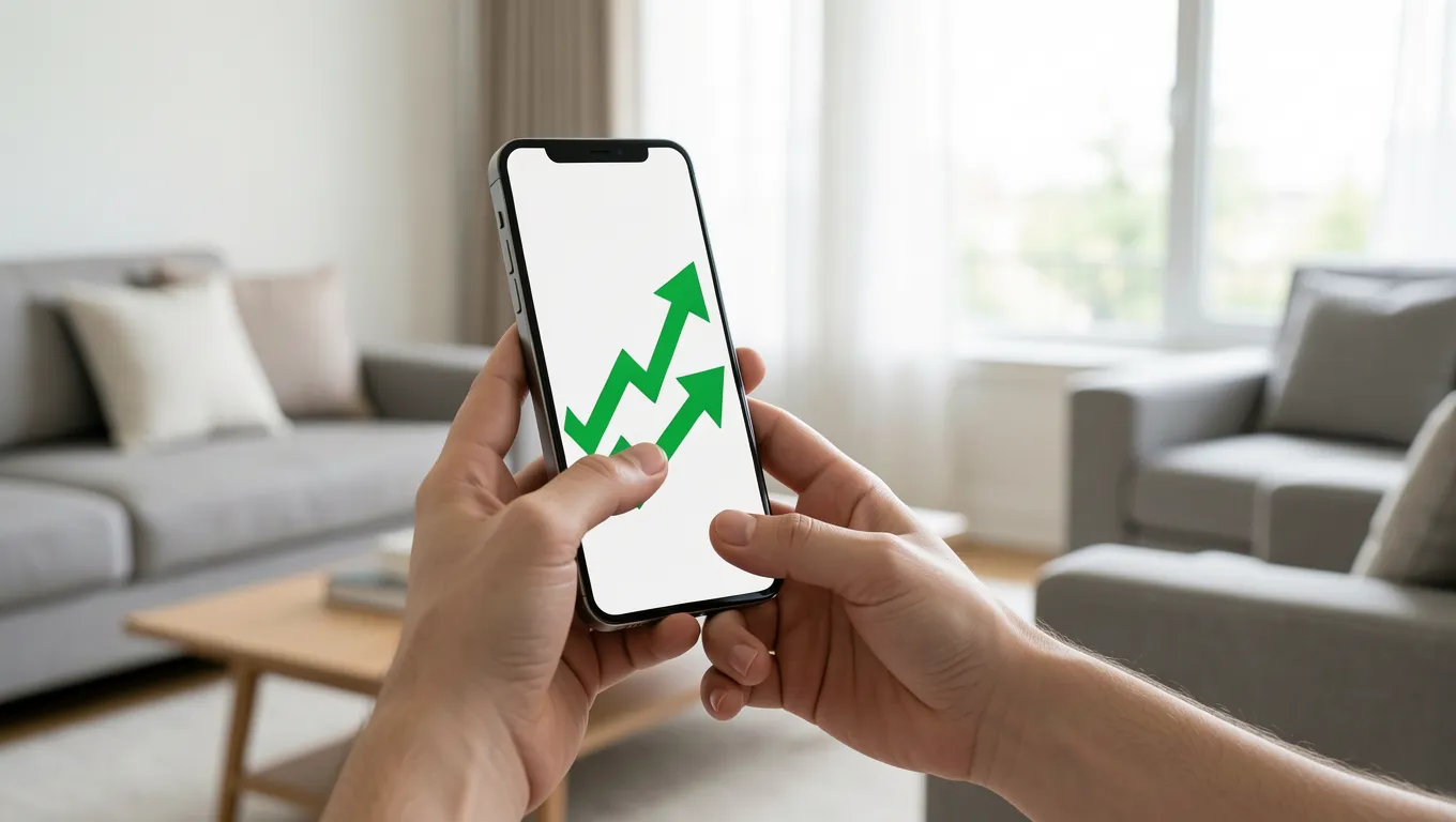 A person viewing their improving credit score on a mobile device for personal loans for bad credit.
