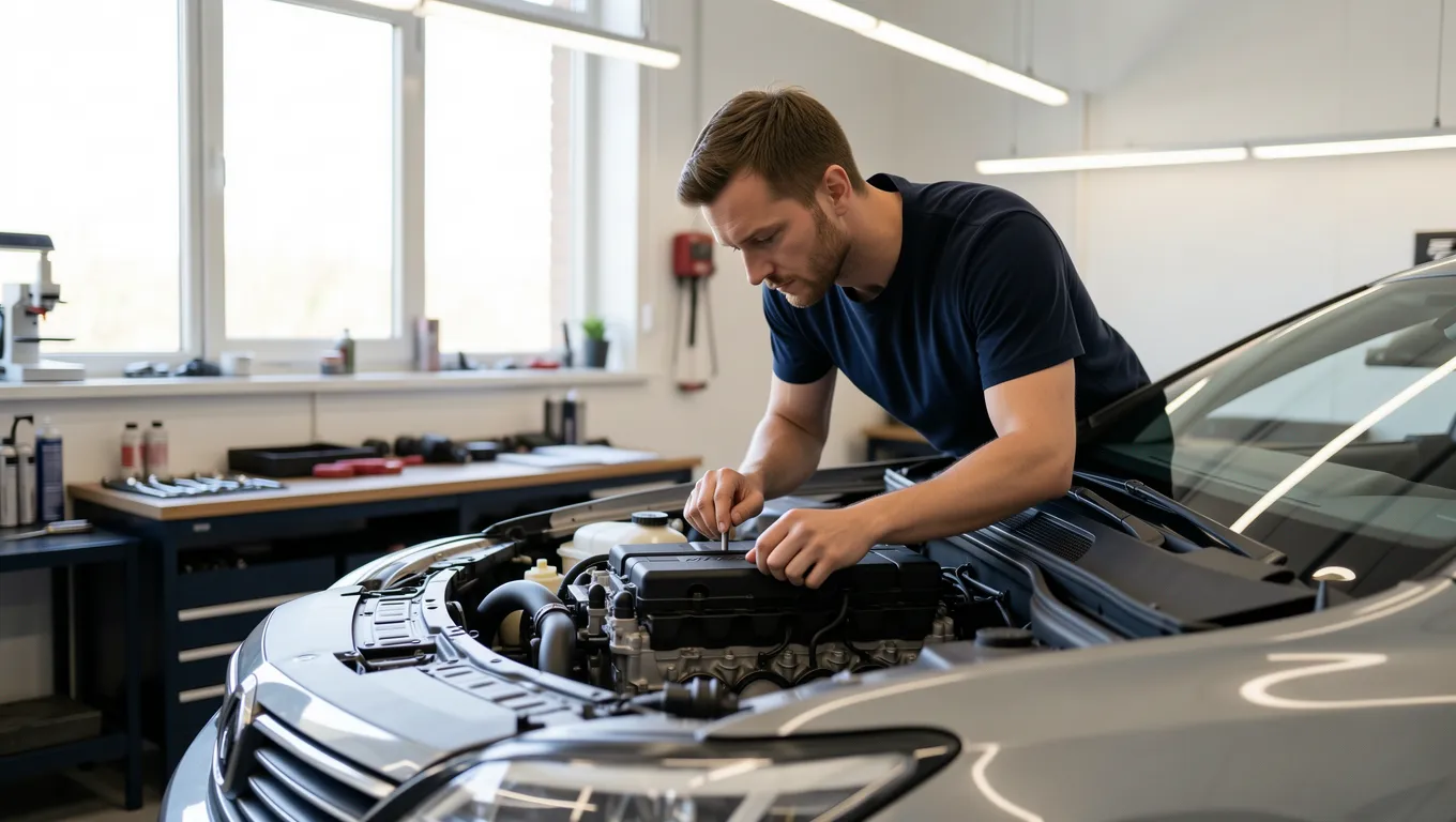 Professional mechanic performing essential personal loans for car repair tasks on a vehicle.