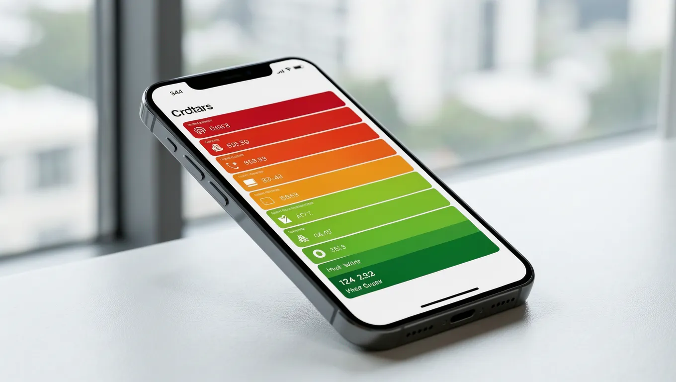 A digital display showing credit score metrics for personal loans with low credit score.
