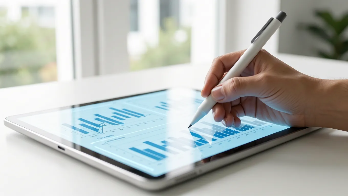 A person signing a signature loans online fast document on a digital tablet