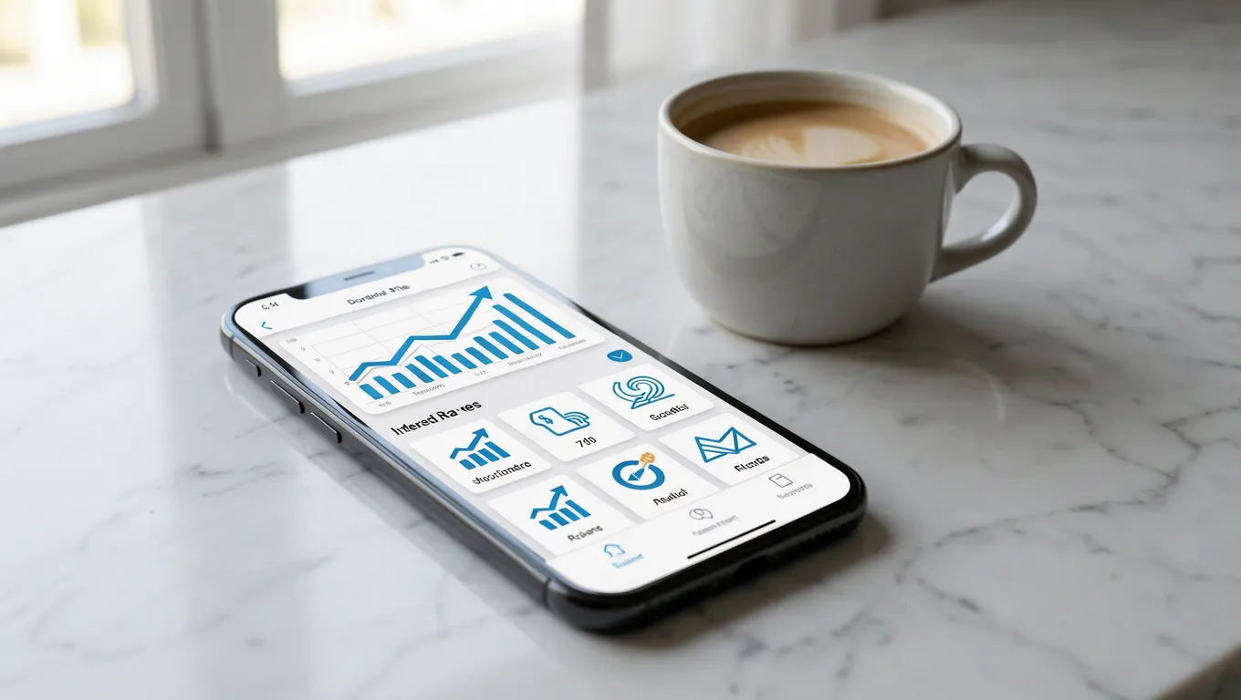 Smartphone displaying financial data for top rated personal loans in 2026