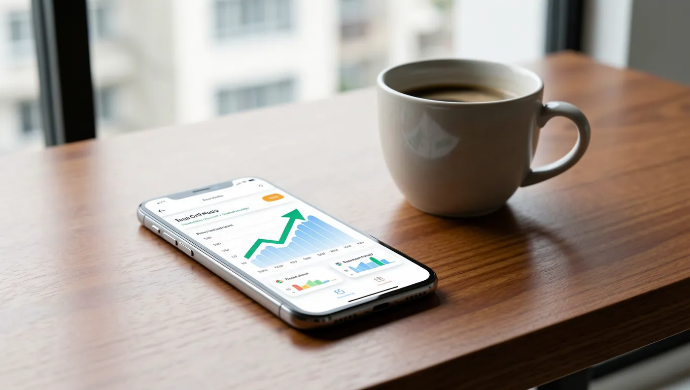 Smartphone displaying financial growth charts related to unsecured personal loans online